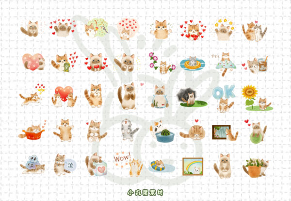 【貼紙素材】療癒貓咪透明免扣去背貼紙Goodnotes：圖片 3