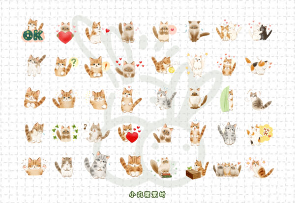 【貼紙素材】療癒貓咪透明免扣去背貼紙Goodnotes：圖片 5